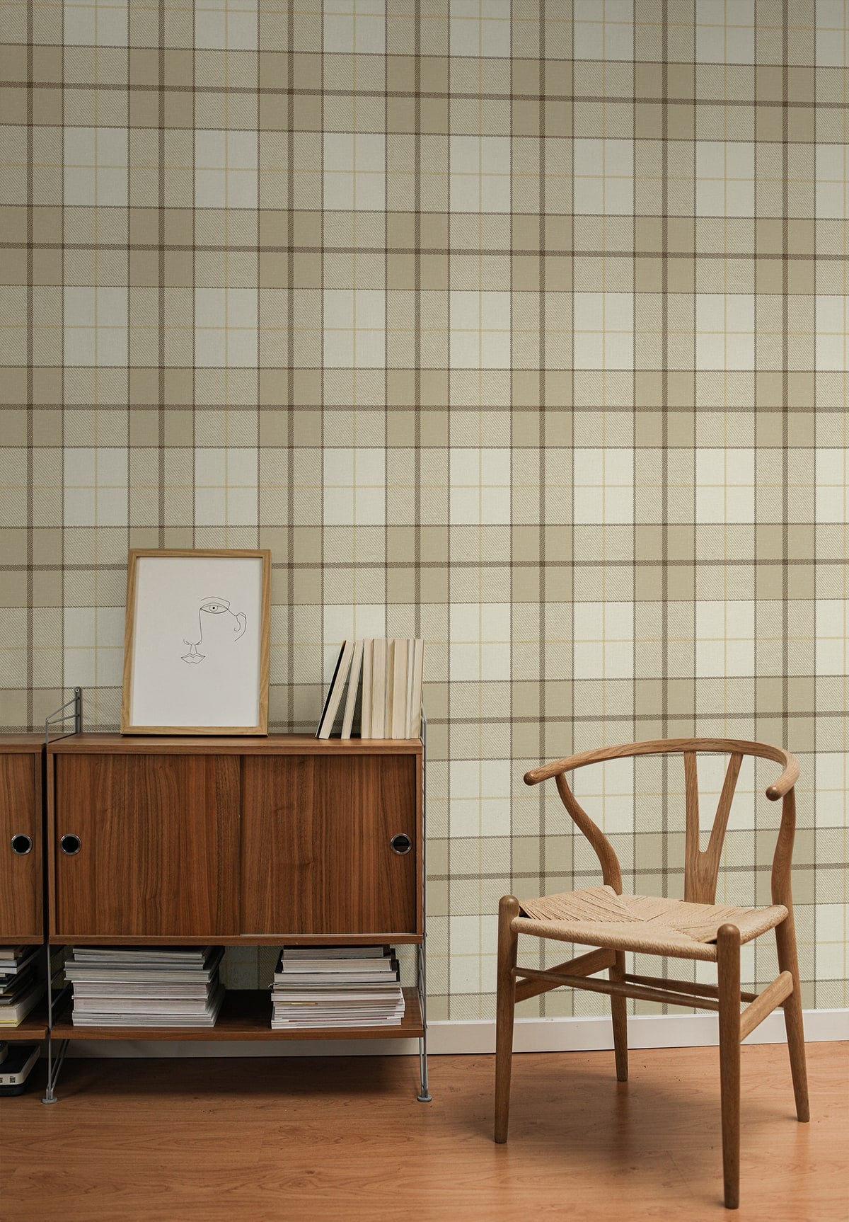 Altarinda Plaid Latte by NextWall Peel & Stick Plaid Peel & Stick Wallpaper – NextWall NW58105