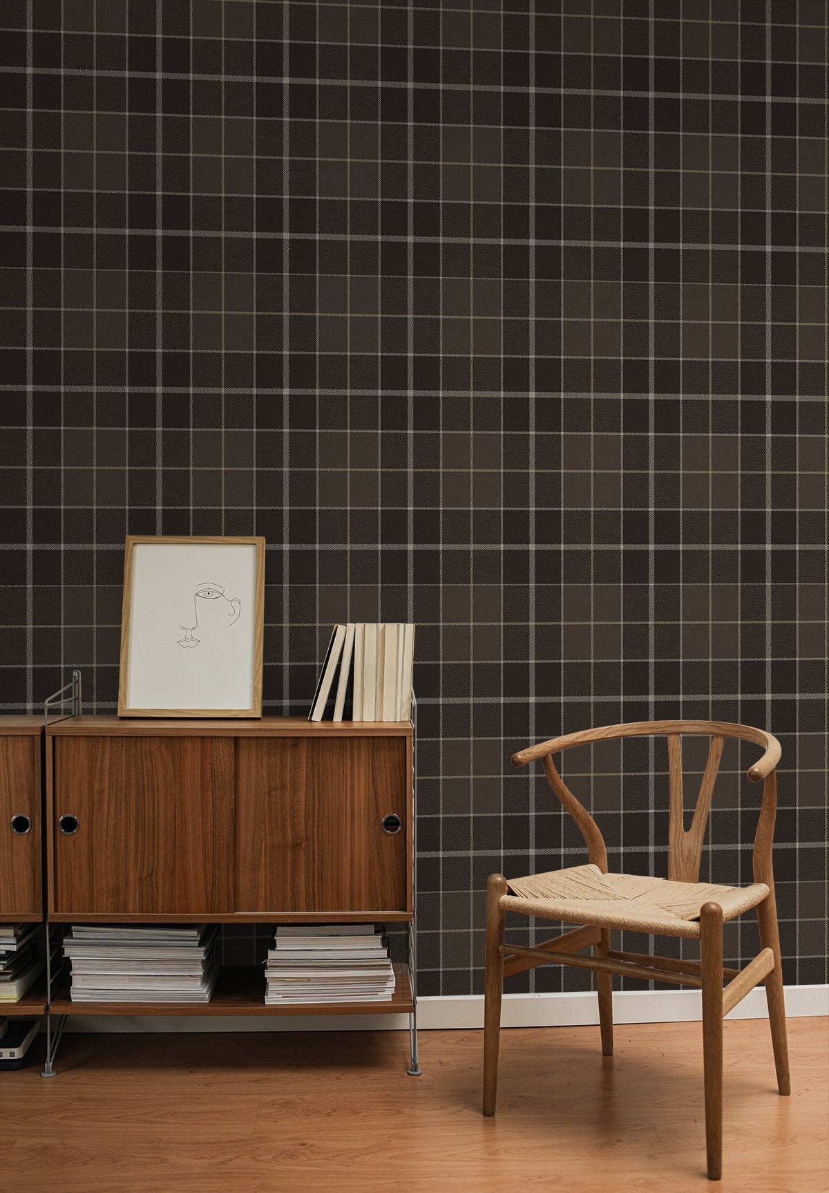 Altarinda Plaid Coffee by NextWall Peel & Stick Plaid Peel & Stick Wallpaper – NextWall NW58106