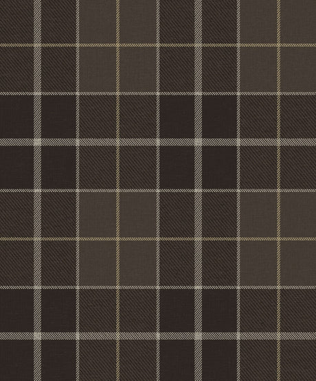 NextWall Altarinda Plaid peel and stick wallpaper in Coffee brown plaid pattern