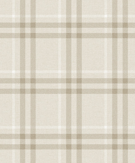 French vanilla beige Calverlay Plaid peel and stick wallpaper pattern