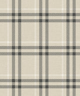 Calverlay Plaid peel and stick wallpaper in Linen & Ebony