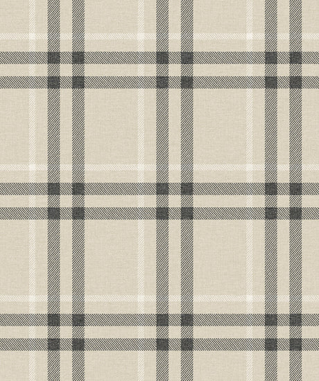 Calverlay Plaid peel and stick wallpaper in Linen & Ebony