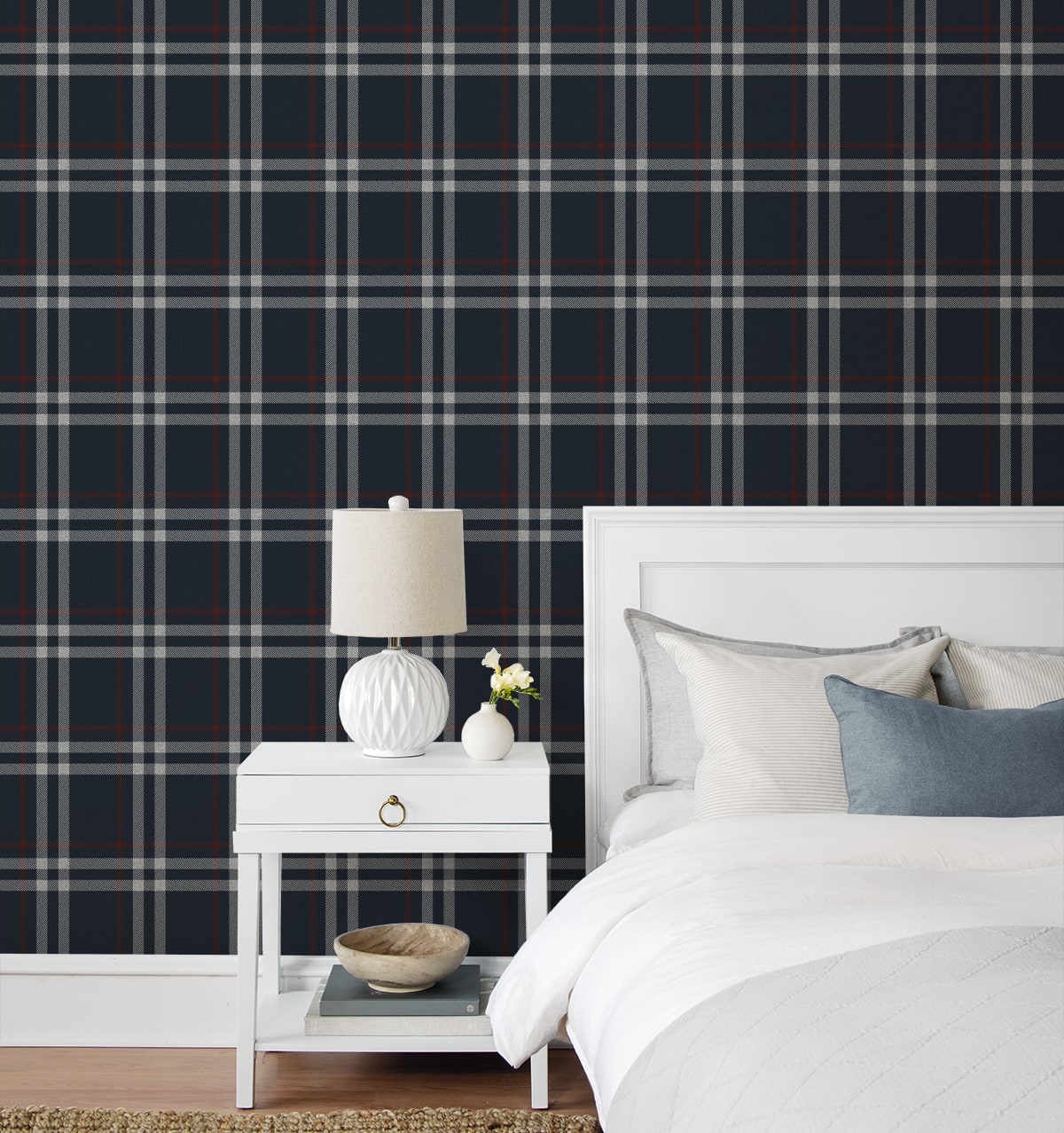 Calverlay Plaid Blue & Red by NextWall Peel & Stick Plaid Peel & Stick Wallpaper – NextWall NW58212