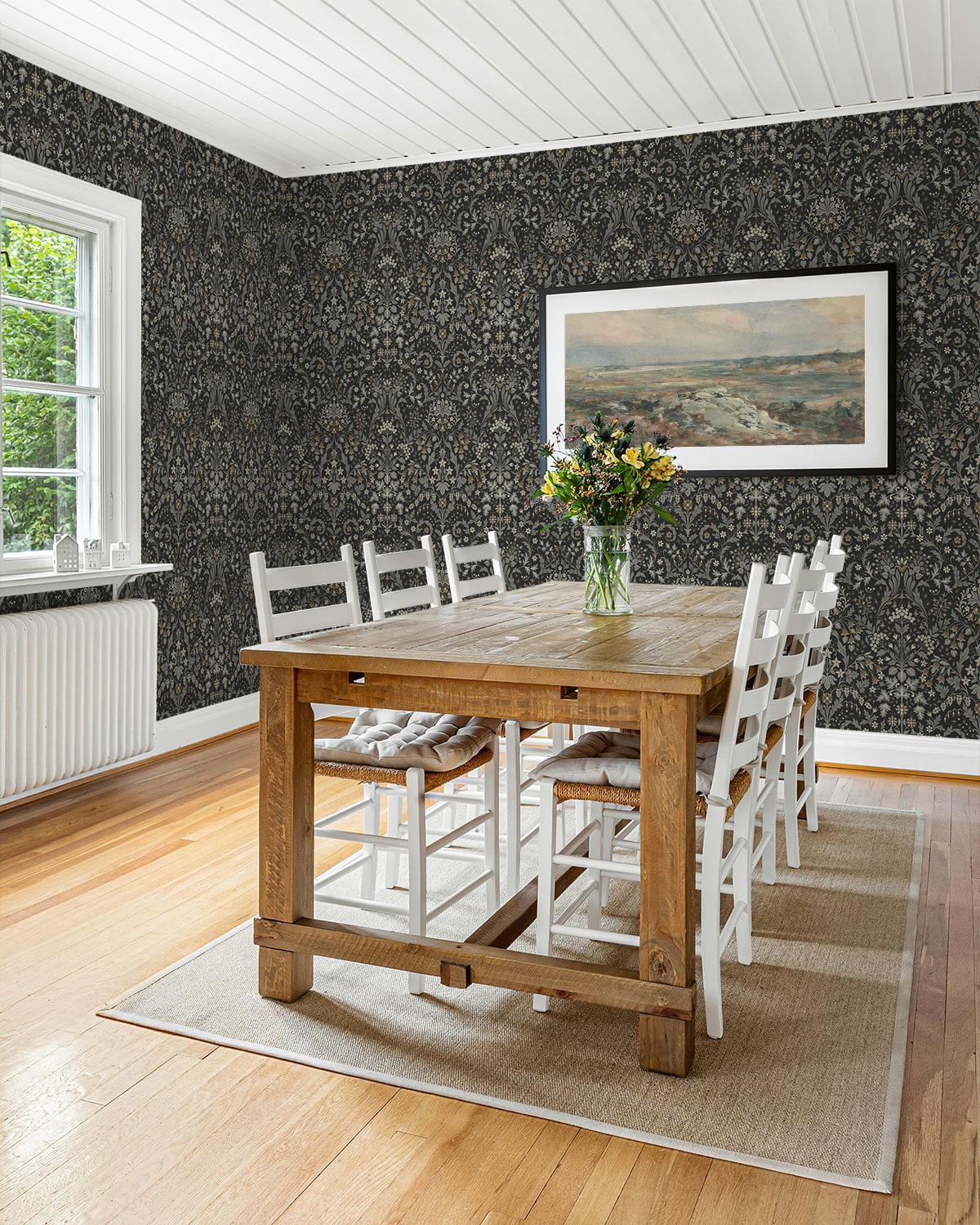Filigree Floral Charcoal & Pavestone by NextWall Peel & Stick Vintage Botanical Peel & Stick Wallpaper – NextWall NW58400