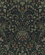 Filigree Floral peel and stick wallpaper pattern in midnight blue and sage