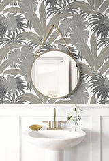 Laguna Leaf Pavestone by NextWall Peel & Stick Tropical Botanical Leaf Peel & Stick Wallpaper – NextWall NW58707
