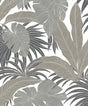 Laguna Leaf wallpaper in Pavestone grey tropical leaf botanical pattern