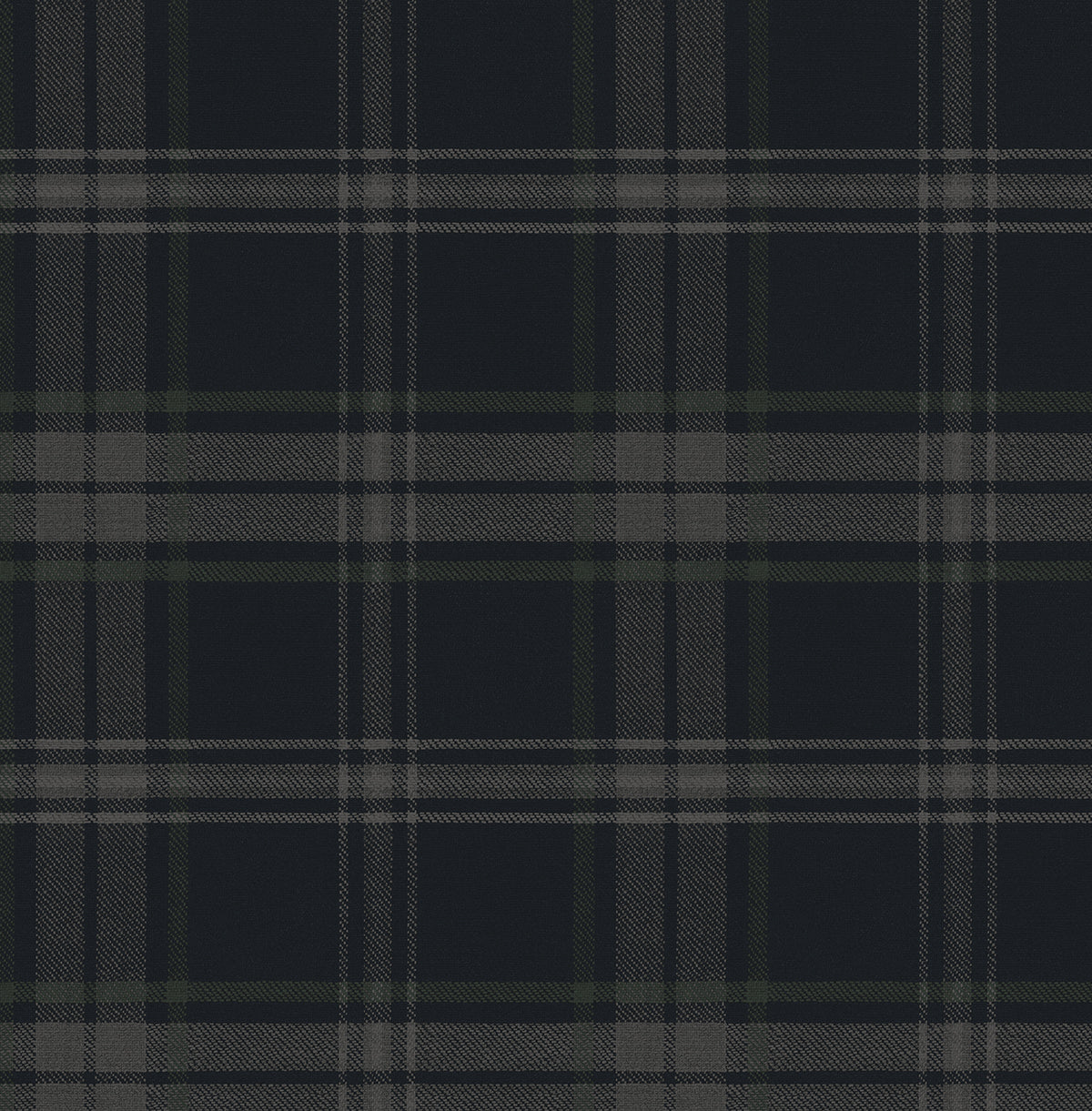 Dark blue and evergreen traditional plaid peel and stick vinyl wallpaper, Sennehill Plaid by NextWall (NW58902)