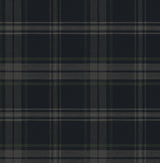 Dark blue and evergreen traditional plaid peel and stick vinyl wallpaper, Sennehill Plaid by NextWall (NW58902)