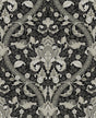 Acanthus Ogee wallpaper in Ebony & Cliffside, vintage botanical ogee pattern close-up