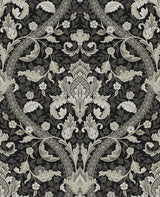 Acanthus Ogee Ebony & Cliffside by NextWall Peel & Stick Peel & Stick Wallpaper – NextWall NW59000-Sample