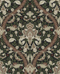 Acanthus Ogee peel and stick wallpaper in Ebony & Clay (vintage botanical ogee)