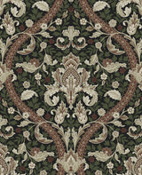 Acanthus Ogee Ebony & Clay by NextWall Peel & Stick Peel & Stick Wallpaper – NextWall NW59001 -Sample