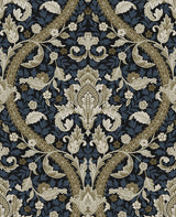 Acanthus Ogee Blue & Natural by NextWall Peel & Stick Botanical Ogee Peel & Stick Wallpaper – NextWall NW59002 -Sample