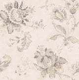 Anelda Jacobean floral peel and stick wallpaper in Linen & Latte