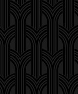 Onyx black geometric arches metallic peel and stick wallpaper pattern by NextWall
