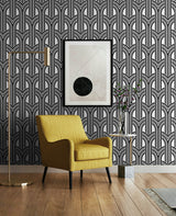 Geometric Arches Ebony & Lace by NextWall Peel & Stick Geometric Wallpaper – NextWall NW59520
