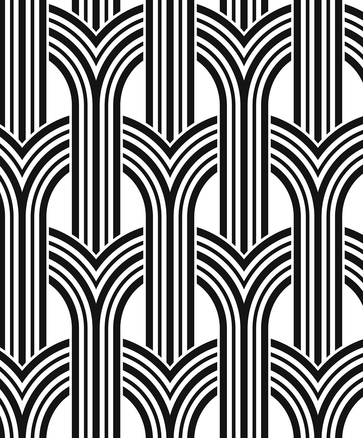 Black and white geometric arches peel and stick wallpaper pattern