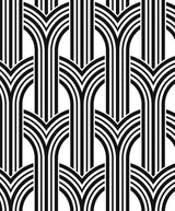 Black and white geometric arches peel and stick wallpaper pattern