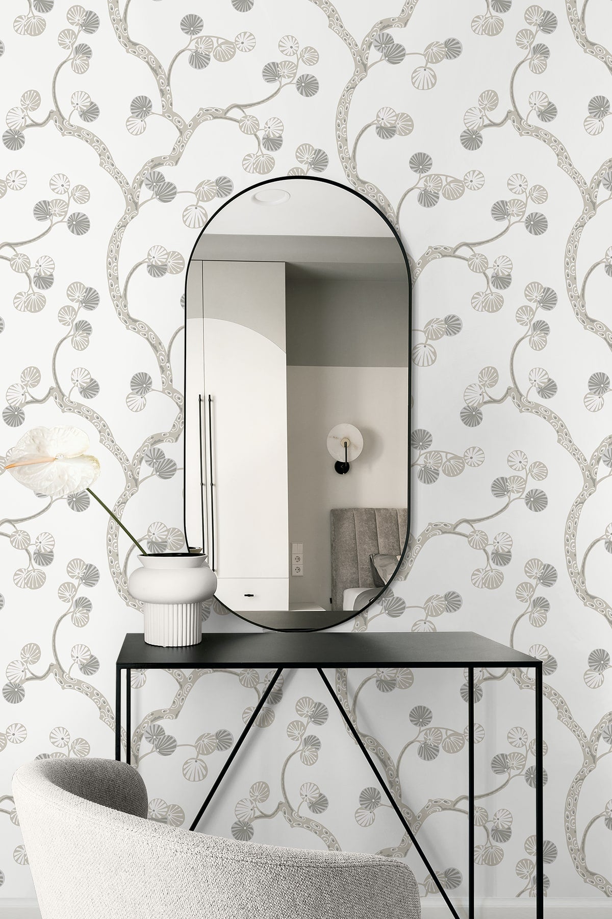 Woodland Whimsy Snowbound by NextWall Peel & Stick Floral Branch Peel & Stick Wallpaper – NextWall NW59800