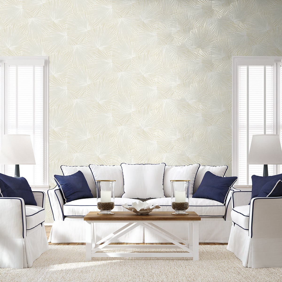 Palmate Leaf Frond Pearl by NextWall Peel & Stick Botanical Peel & Stick Wallpaper – NextWall NW60100-Sample