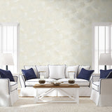 Palmate Leaf Frond Pearl by NextWall Peel & Stick Botanical Peel & Stick Wallpaper – NextWall NW60100-Sample