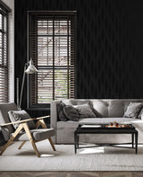 Ikat Ellipse Jet Black by NextWall Peel & Stick Geometric Peel & Stick Wallpaper – NextWall NW60200