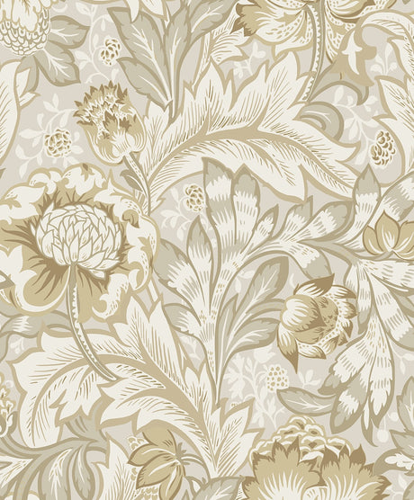 Acanthus Garden Floral peel and stick wallpaper in Latte by NextWall (NW60507)