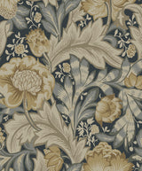 Acanthus Garden Floral Midnight Blue & Neutral by NextWall Peel & Stick Vintage Floral Peel & Stick Wallpaper – NextWall NW60508 -Sample