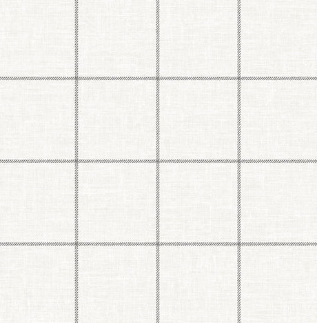 Classic Striped Check peel and stick wallpaper in charcoal and linen.