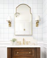Classic Striped Check Sky Blue & Linen by NextWall Peel & Stick Striped Check Peel & Stick Wallpaper – NextWall NW60602