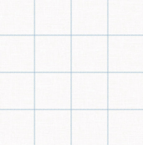 Classic Striped Check peel and stick wallpaper in sky blue and linen