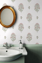 Floral Spot Blush & Basil by NextWall Peel & Stick Floral Wallpaper – NextWall NW60701