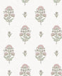 Floral Spot peel and stick wallpaper in Blush & Basil with small traditional floral bouquets on a light ground.