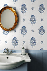 Floral Spot Delft Blue by NextWall Peel & Stick Floral Wallpaper – NextWall NW60702