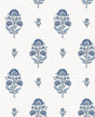 Floral Spot peel and stick wallpaper in Delft blue floral sprigs on a white ground