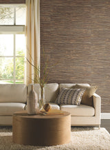 River Grass Black Textured Grasscloth Wallpaper - York NZ0786