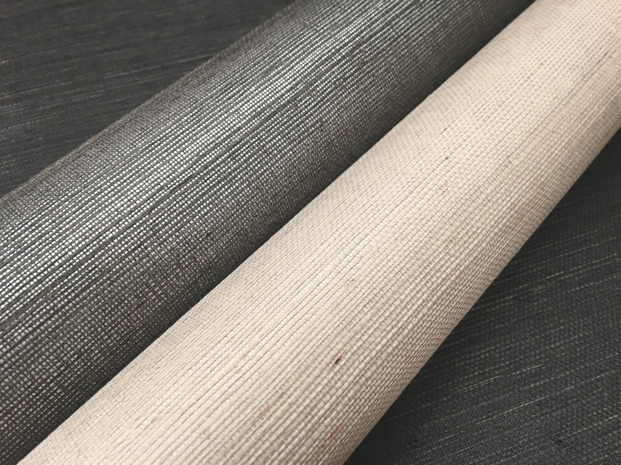 Sisal Grasscloth Grey & Taupe Wallpaper with Natural Weave Texture - York NZ0791