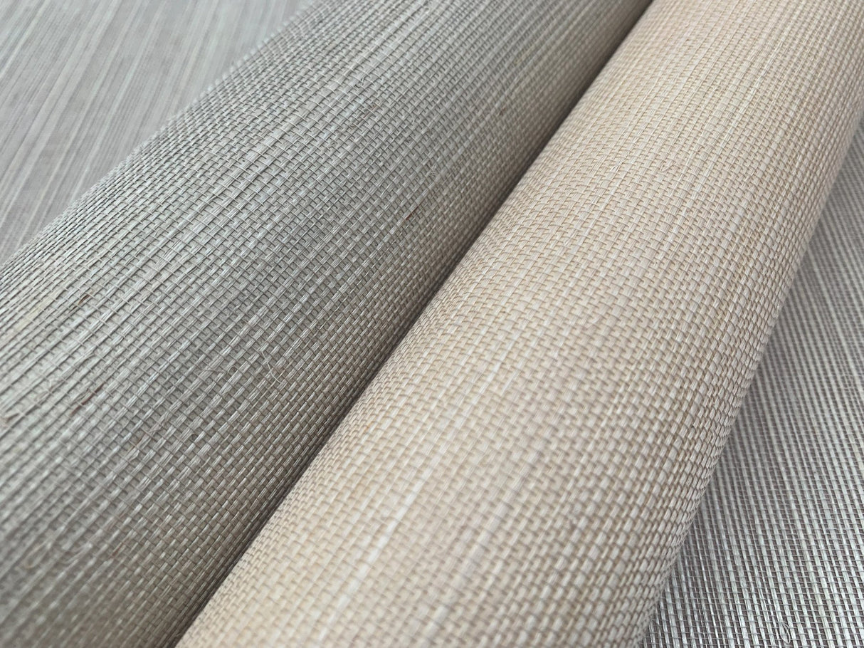 Sisal Grasscloth Grey & Taupe Wallpaper with Natural Weave Texture - York NZ0791
