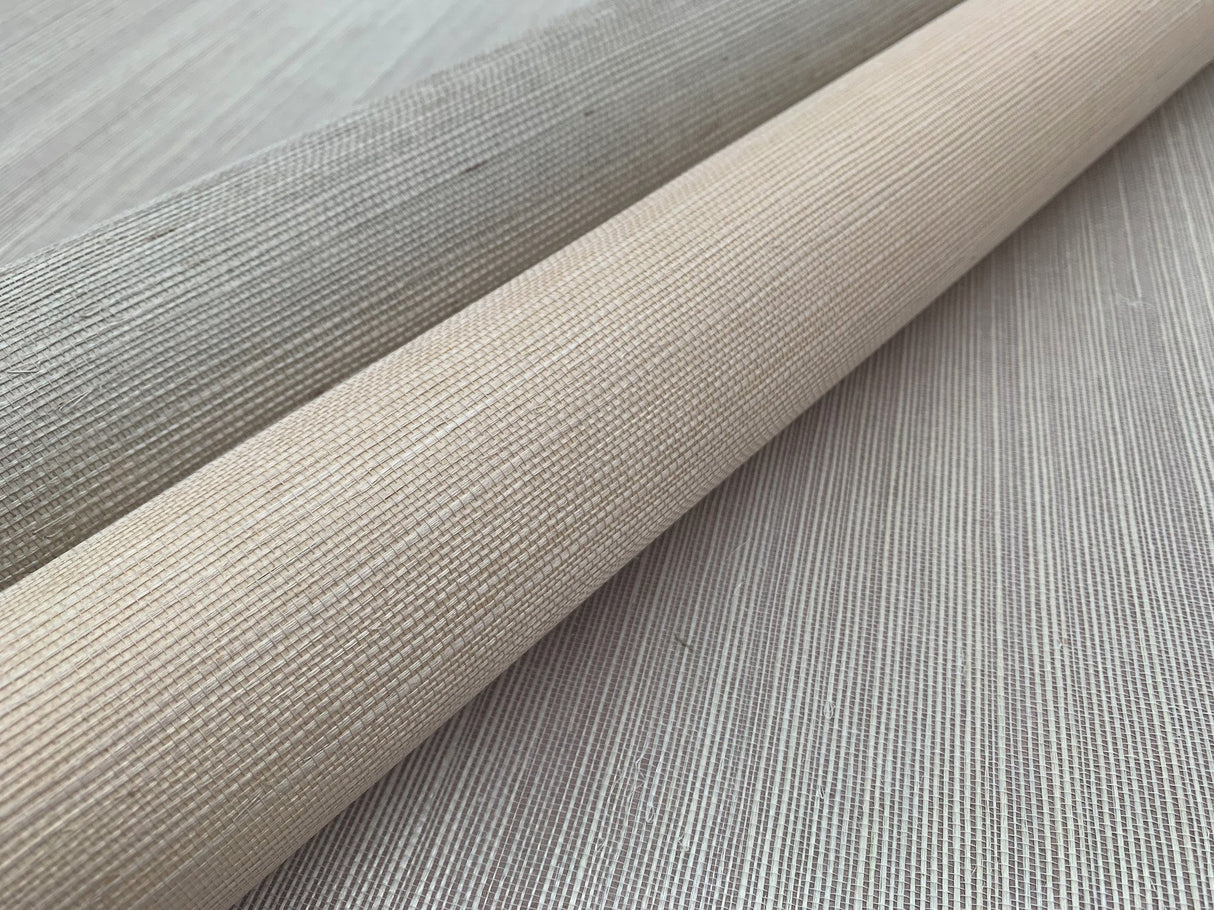 Sisal Grasscloth Grey & Taupe Wallpaper with Natural Weave Texture - York NZ0791