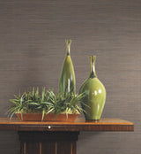 Threaded Jute Brown Wallpaper with Woven Grasscloth Texture - York OG0516
