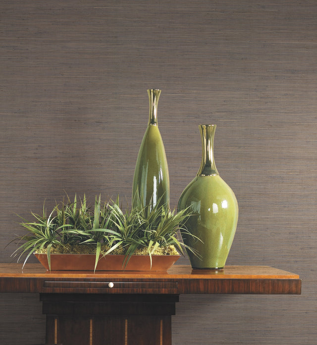 Threaded Jute Brown Wallpaper with Woven Grasscloth Texture - York OG0516
