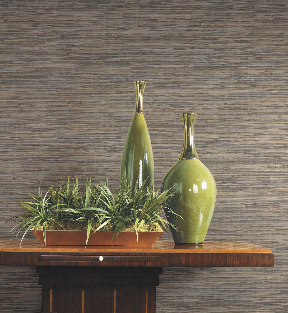 Threaded Jute Grey & Off White Wallpaper with Woven Grasscloth Texture - York OG0518