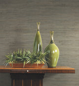Threaded Jute Green Wallpaper with Woven Grasscloth Texture - York OG0519