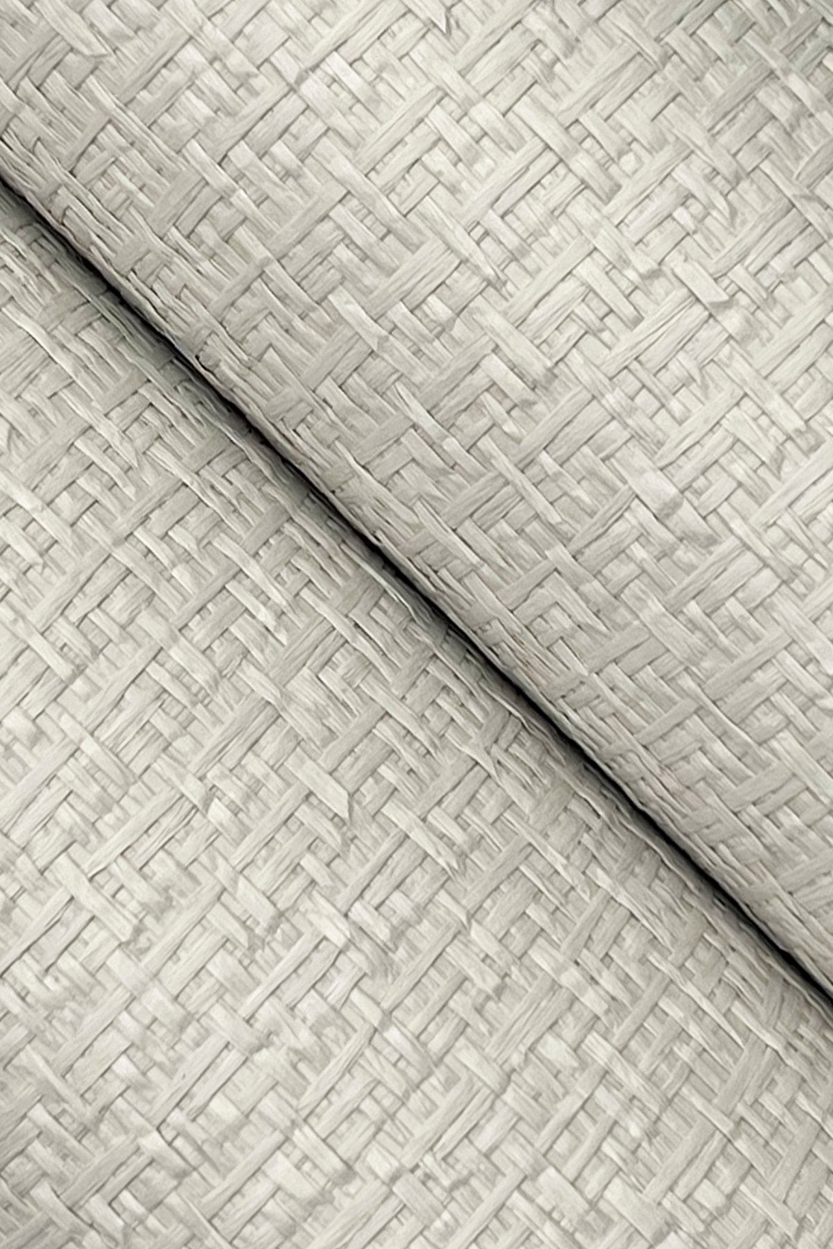 Tatami Weave Pale Grey Grasscloth Wallpaper, Paper Weave Texture - York OG0525GV