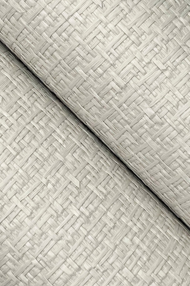 Tatami Weave Pale Grey Grasscloth Wallpaper, Paper Weave Texture - York OG0525GV