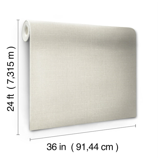 Tatami Weave Pale Grey Grasscloth Wallpaper, Paper Weave Texture - York OG0525GV