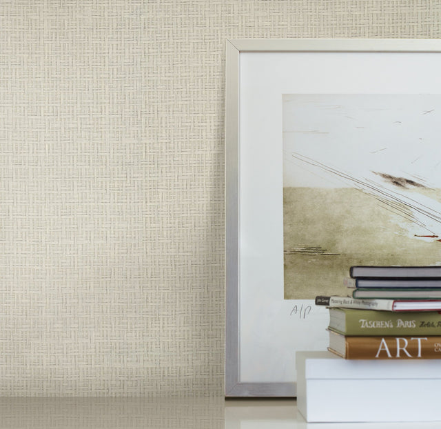 Tatami Weave Light Grey Paperweave Wallpaper with Woven Texture - York OG0525