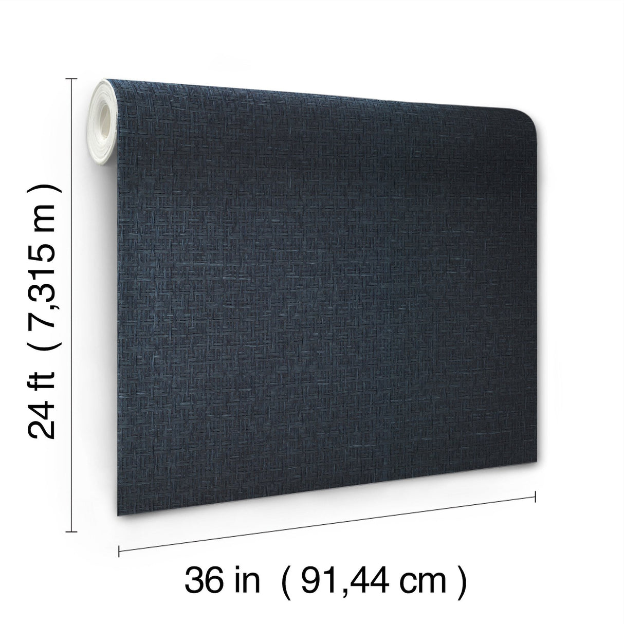 Tatami Weave Navy Wallpaper with Traditional Grasscloth Paper Weave - York OG0529GV