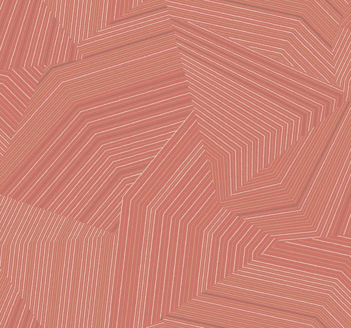 Dotted Maze Desert Red Geometric Metallic Wallpaper - York OI0611